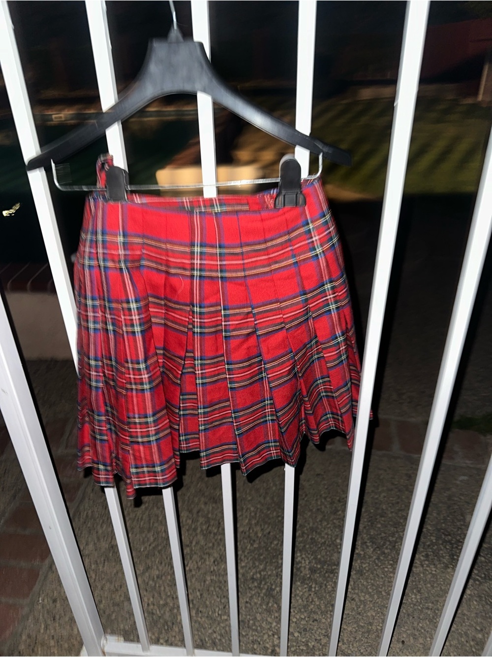Express Red Plaid Pleated Skater Skirt